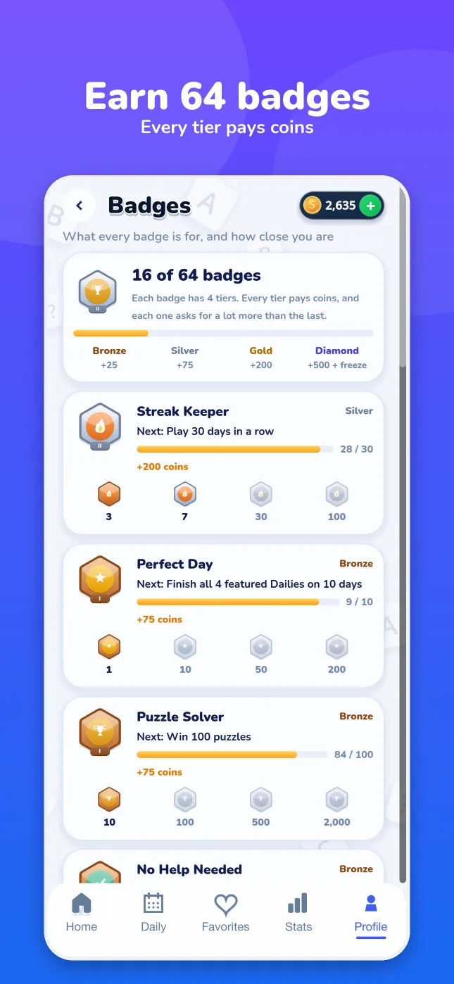 Badges screen